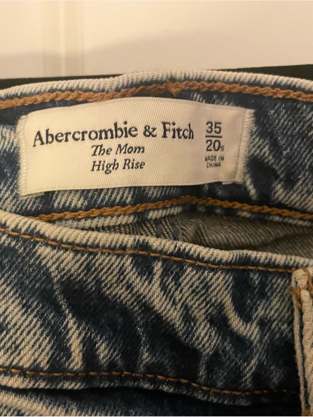 Abercrombie & Fitch The Mom High Rise Jean with raw him